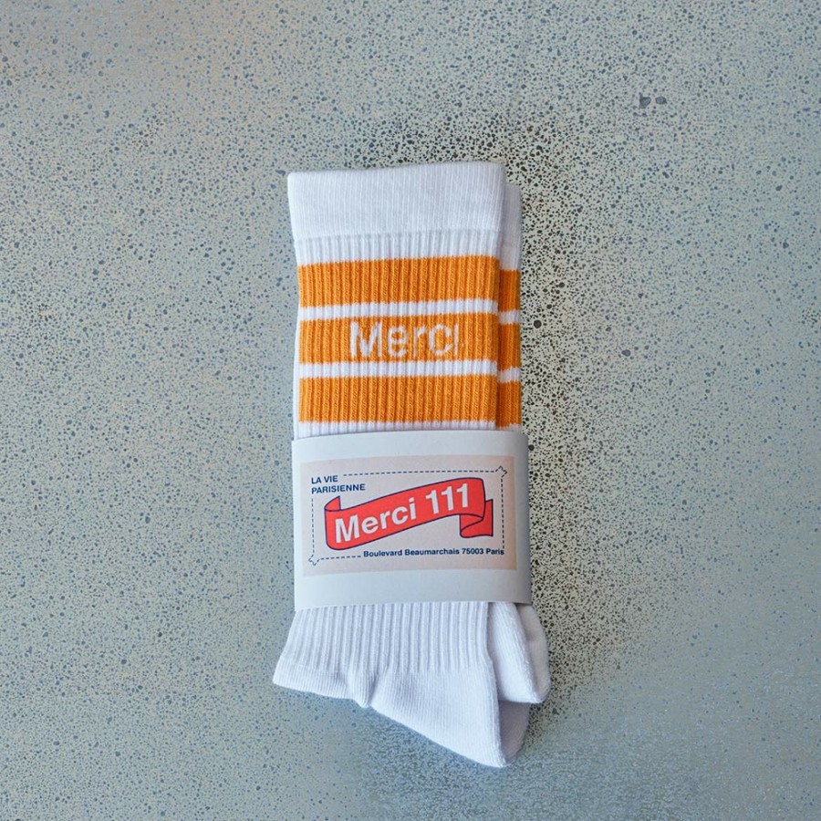 Mode Femme MERCI Chaussettes | Merci - Chaussettes En Coton - Jaune Cityse