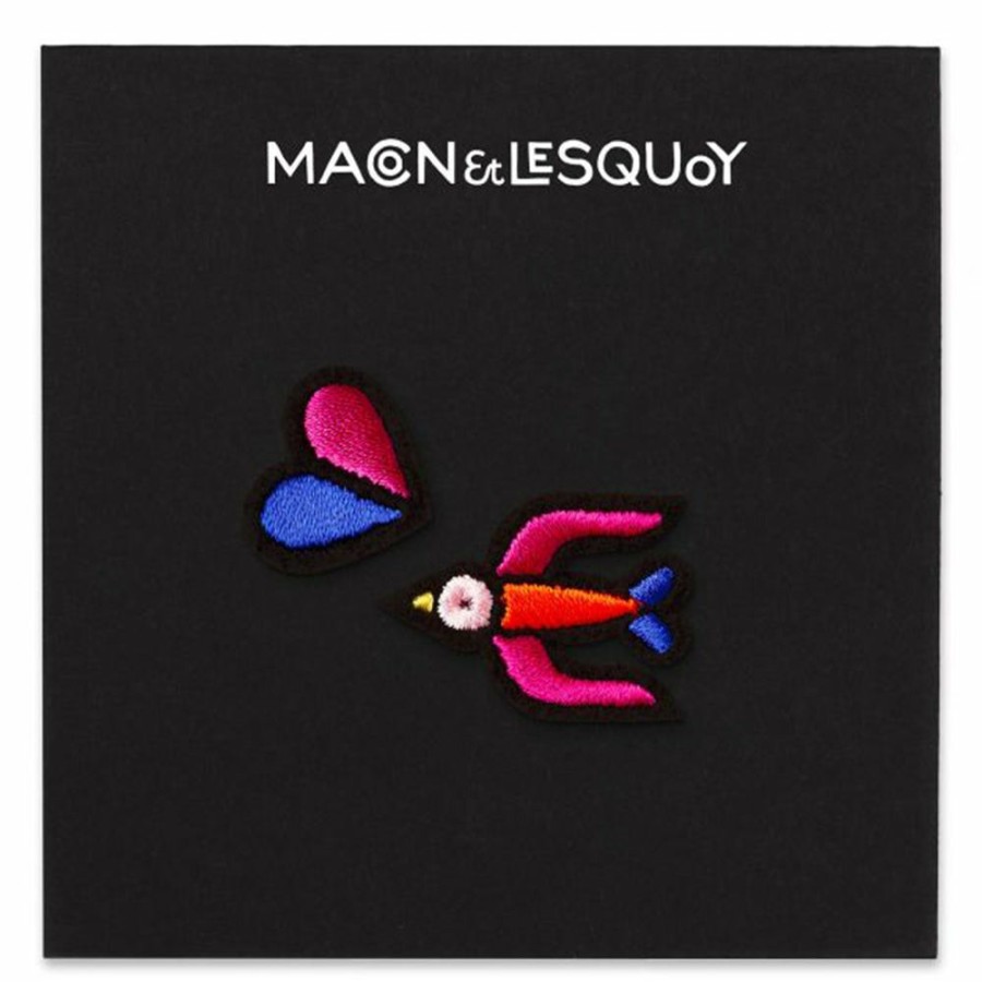 Mode Femme MACON u0026 LESQUOY Broches | Macon & Lesquoy - Ecusson Thermocollant - Hirondelle Coeur