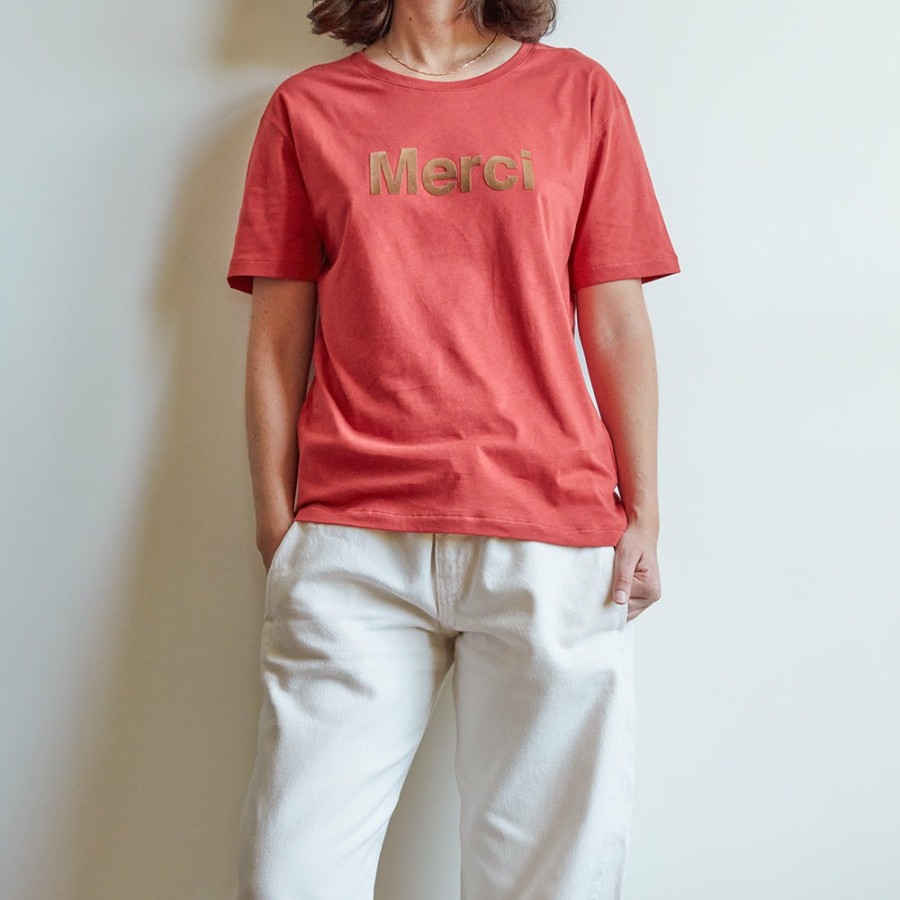 Mode Femme MERCI T-Shirts | Merci - T-Shirt Logo Merci - Rouge