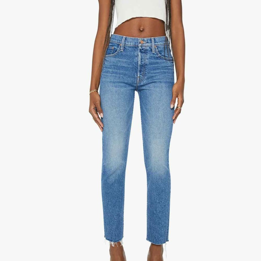 Mode Femme Mother Jeans | Mother - Jeans The Tomcat Ankle Fray - Bleu