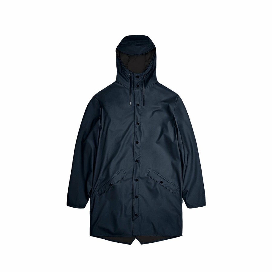 Mode Femme Rains Manteaux | Rains - Veste Impermeable Longue - Marine