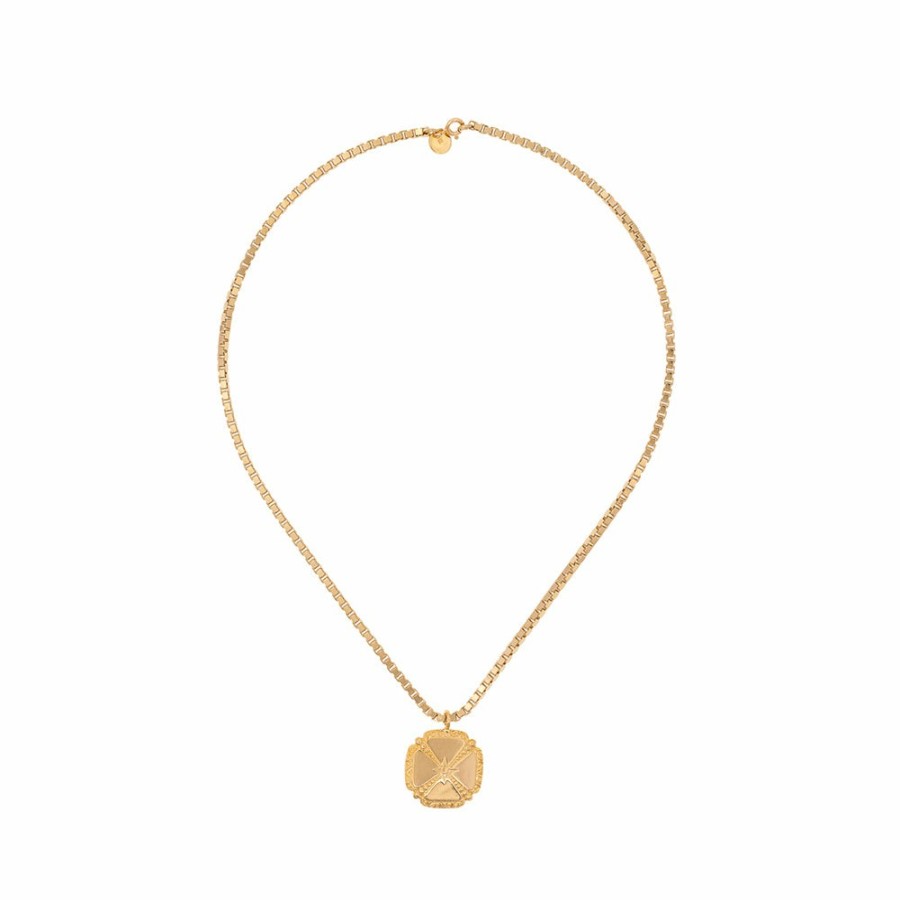 Mode Femme LUJ Luj | Luj - Collier Ras De Cou Medaille Trefle - Dore