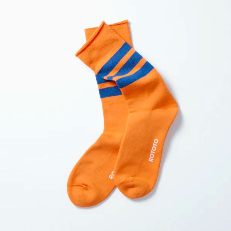 Mode Femme Rototo Chaussettes | Rototo - Chaussettes Rayees - Orange