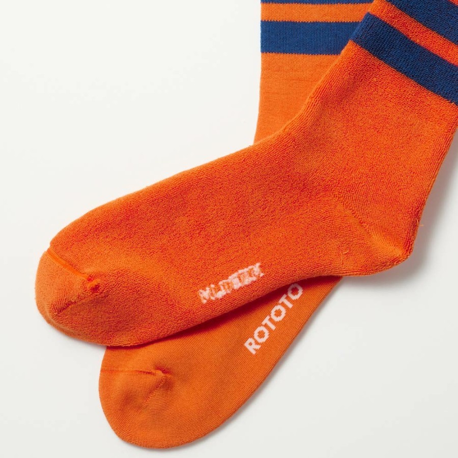 Mode Femme Rototo Chaussettes | Rototo - Chaussettes Rayees - Orange