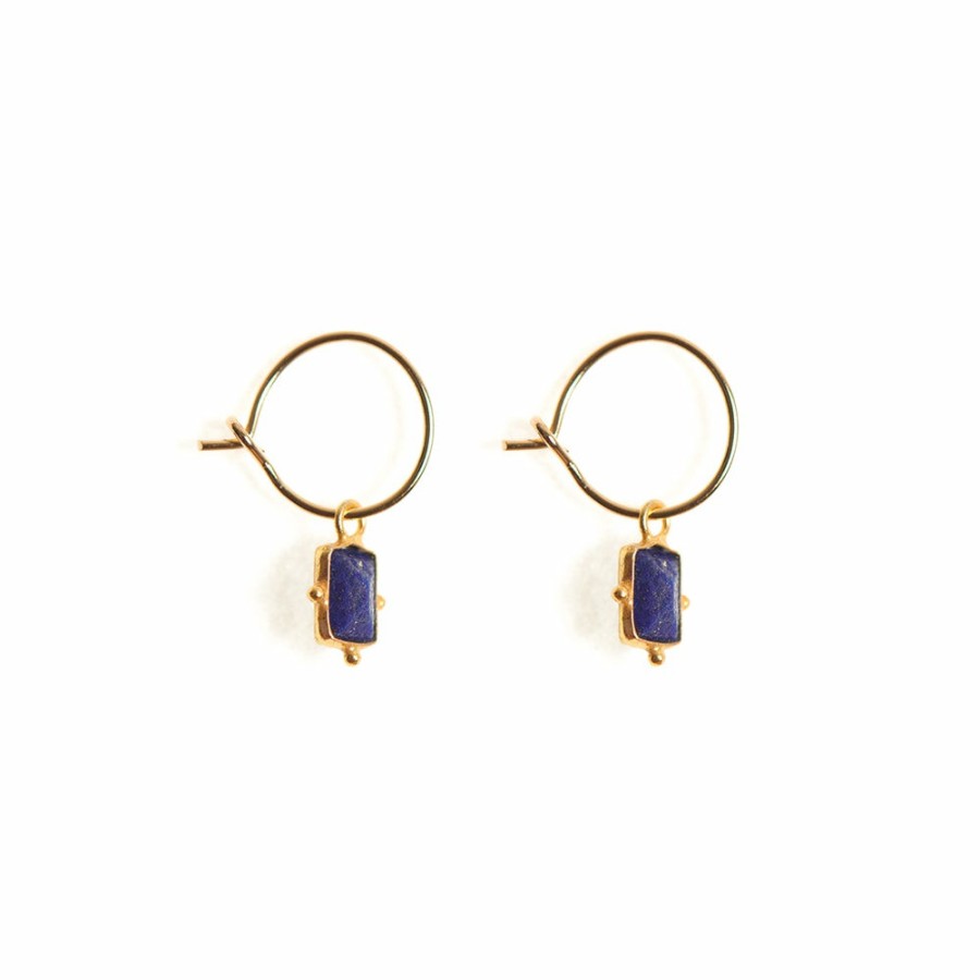 Mode Femme TASSIA CANELLIS Boucles D'Oreilles | Tassia Canellis - Mini Creoles Jaipur - Lapis Lazuli