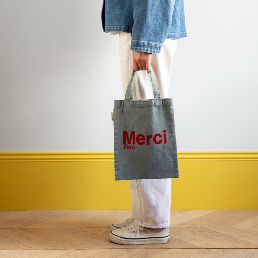 Mode Femme V01 Tote Bags Merci | Merci - Tote Bag En Coton - Bleu Rouge