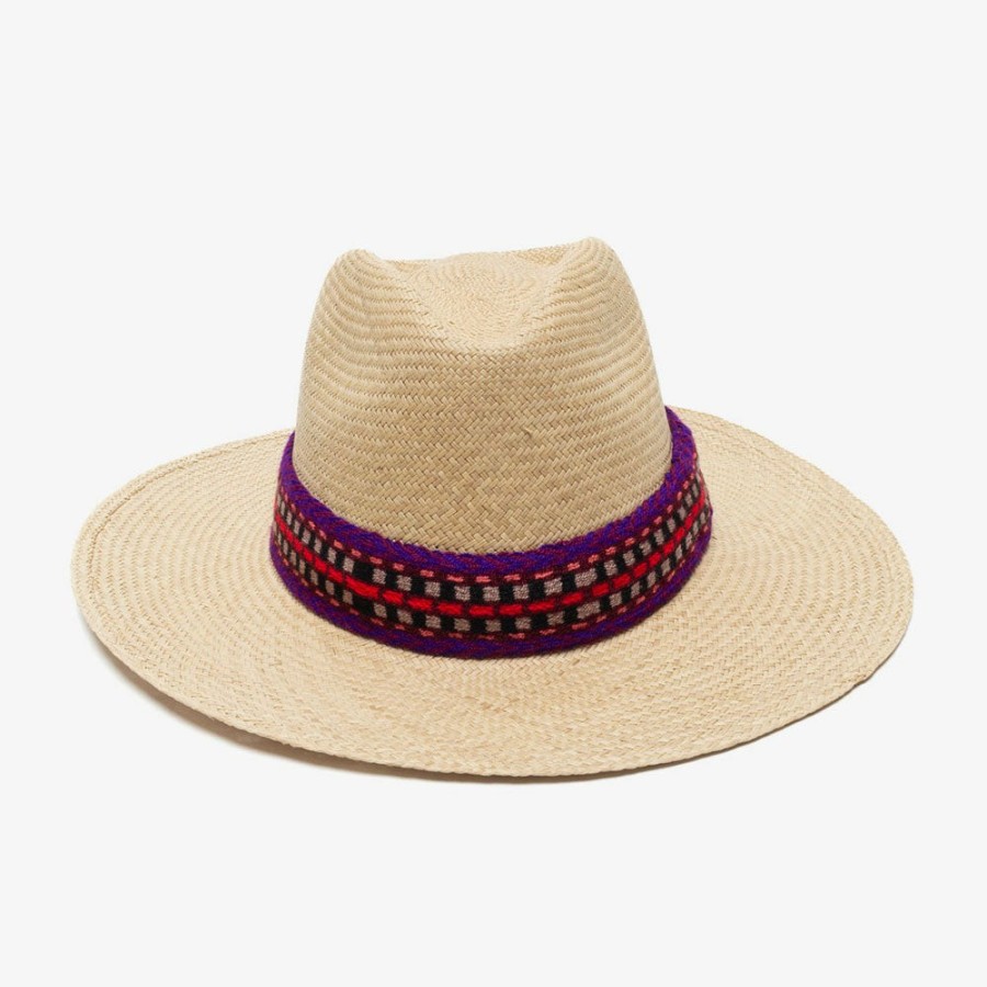 Mode Femme Guanabana Chapeaux & Bobs | Guanabana - Chapeau Panama - Violet Et Rouge