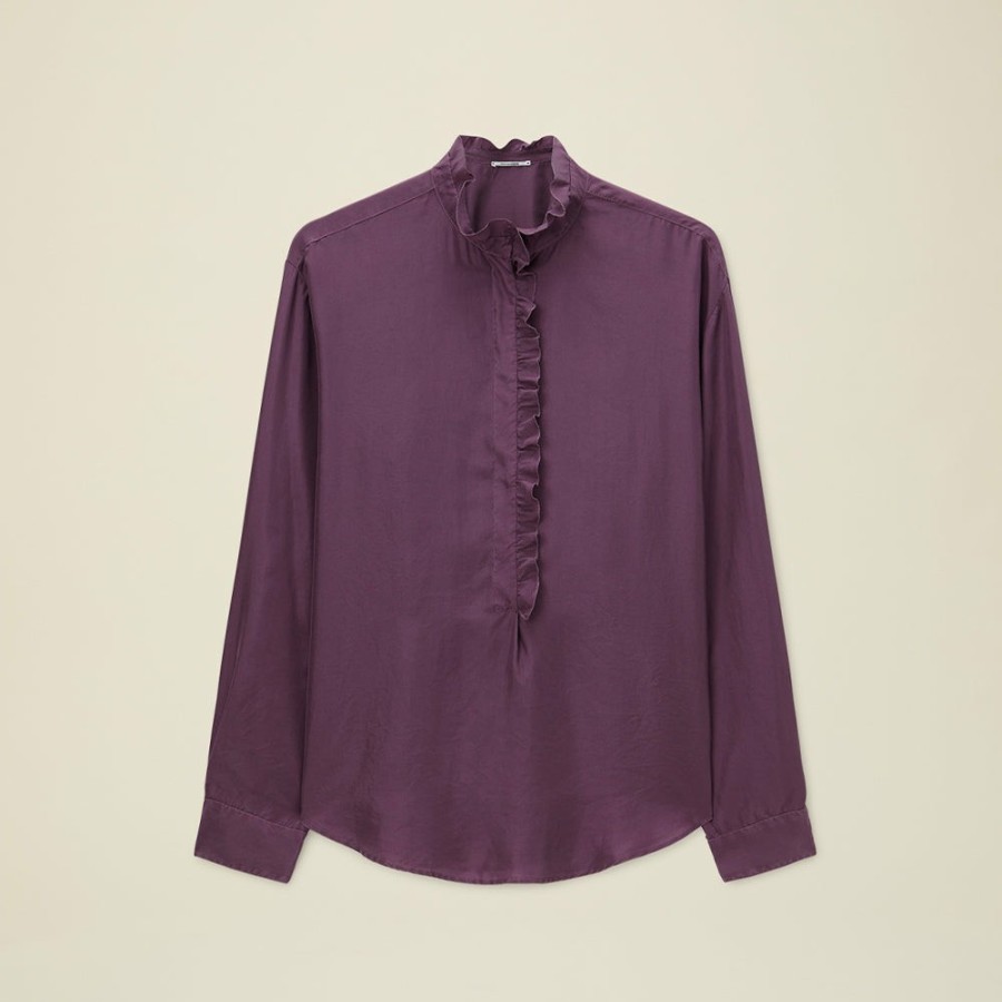 Mode Femme Pomandère Chemises | Pomandere - Chemise A Volants - Violet