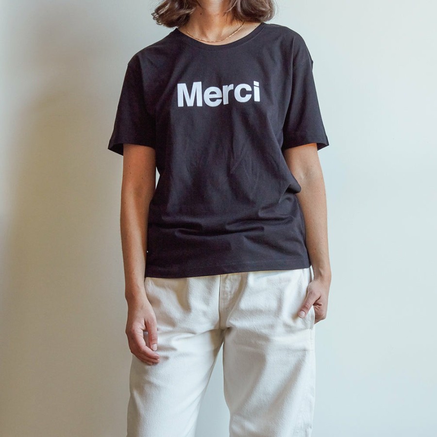 Mode Femme MERCI T-Shirts | Merci - T-Shirt Logo Merci - Noir