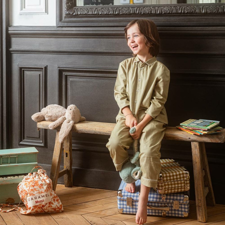 Enfant 2046 CARAMEL Pyjamas Enfant | Caramel X Merci - Pyjama Enfant En Coton Twill - Vert 77 Rue De Varenne