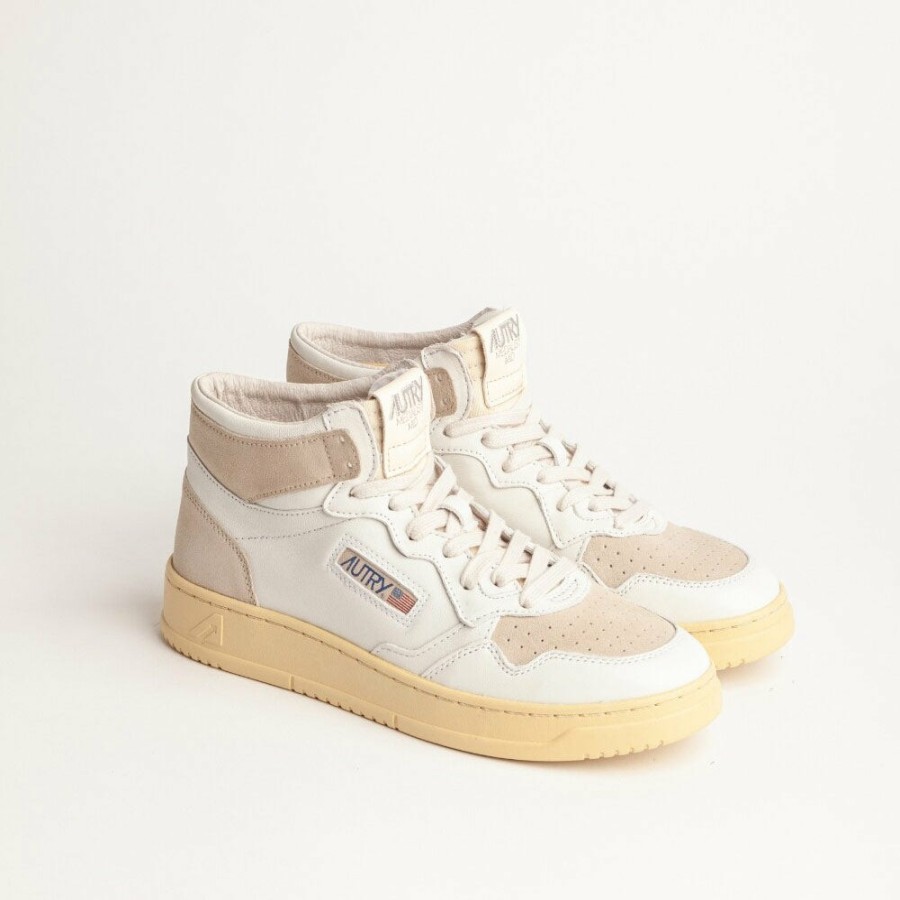 Mode Femme Autry Baskets | Autry - Baskets Medalist Mid - Beige