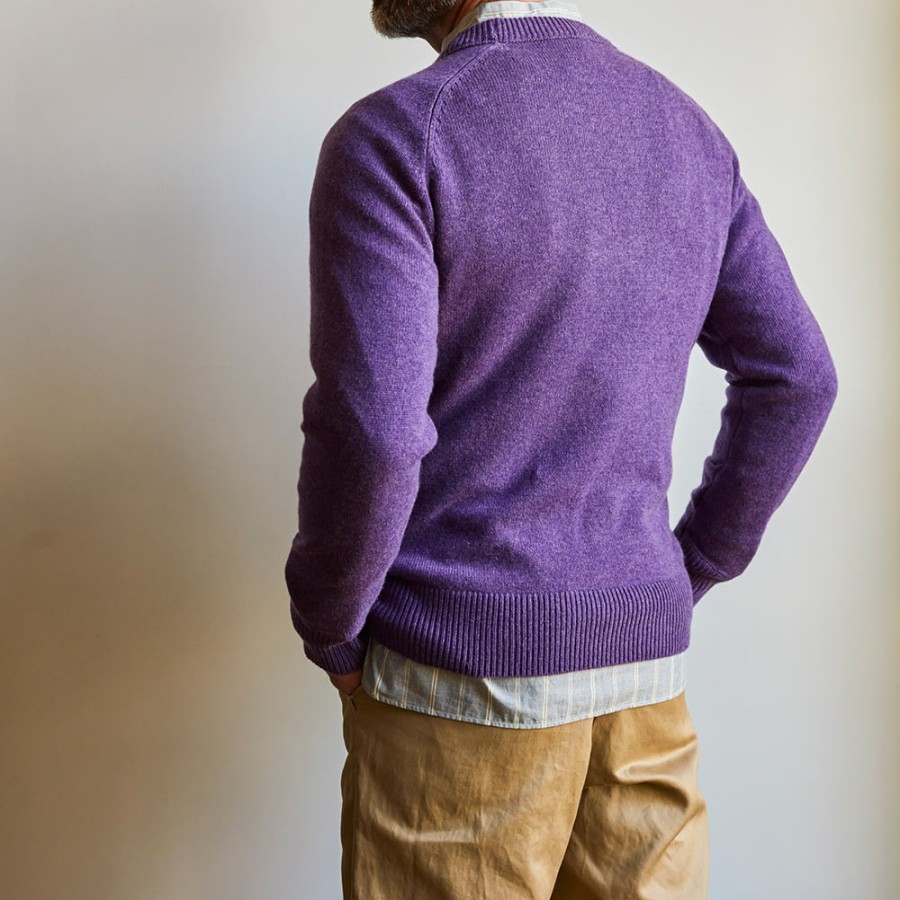 Mode Homme MERCI Mailles | Merci - Pull Sweat Man En Cachemire - Violet