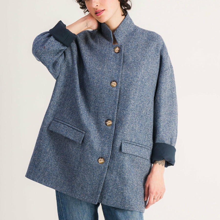 Mode Femme SIX SŒURS Manteaux | Sixsoeurs - Manteau Defne - Bleu