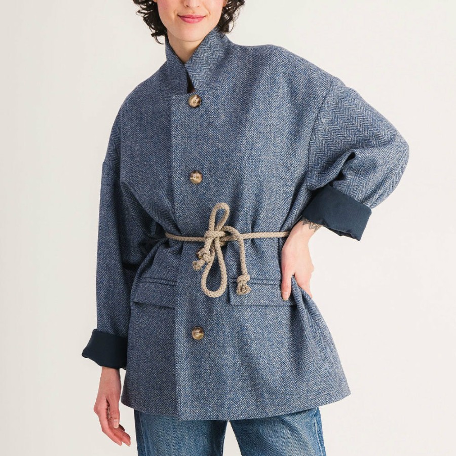 Mode Femme SIX SŒURS Manteaux | Sixsoeurs - Manteau Defne - Bleu