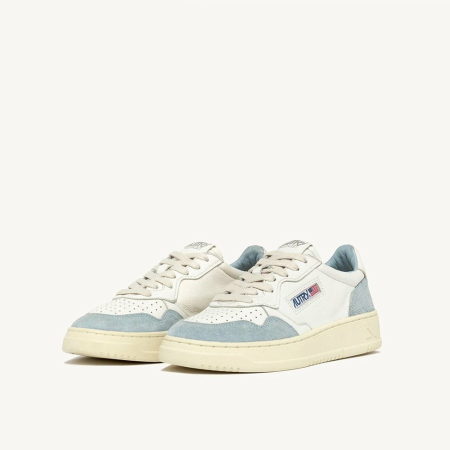 Mode Femme AUTRY Baskets | Autry - Baskets Medalist Low Goat/Suede - Blanc & Bleu