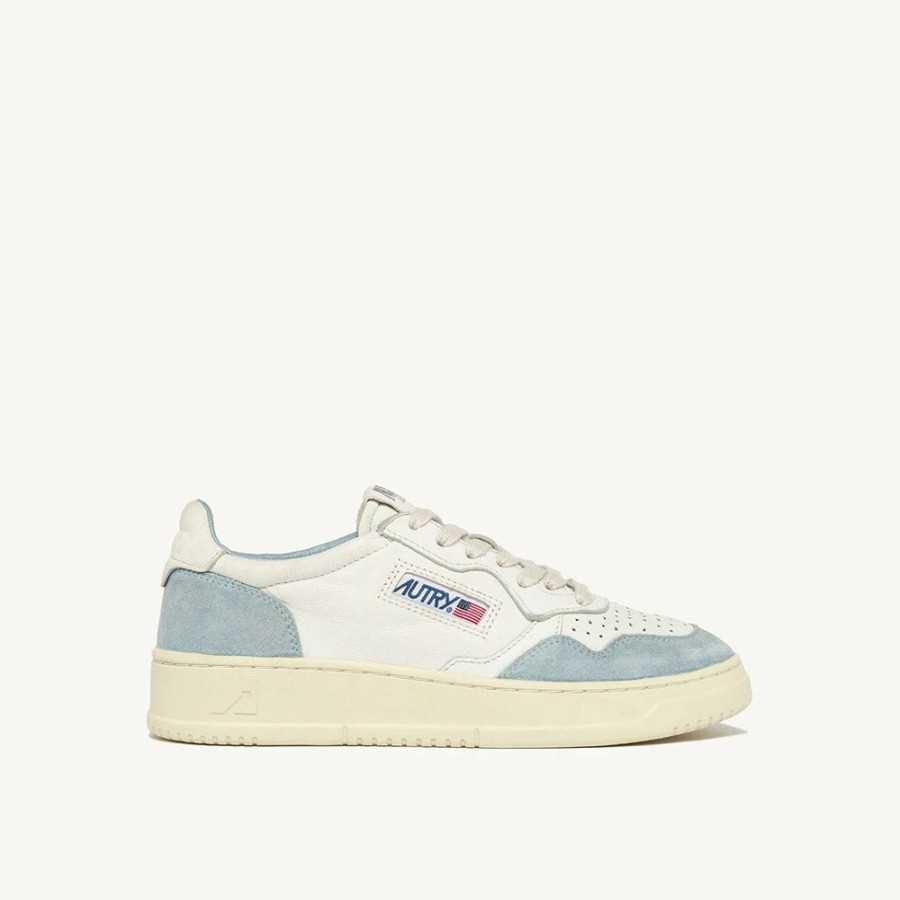 Mode Femme AUTRY Baskets | Autry - Baskets Medalist Low Goat/Suede - Blanc & Bleu