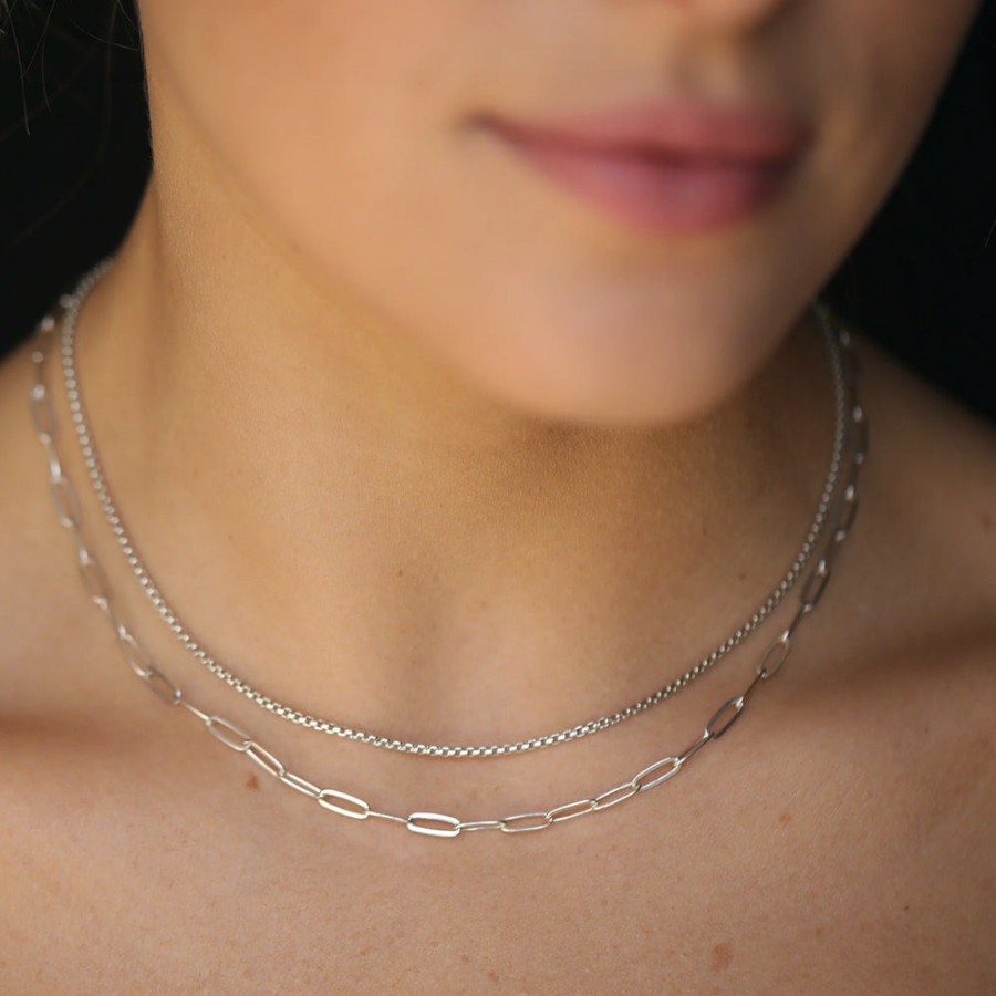 Mode Femme MARA SCALISE Colliers | Mara Scalise - Collier Thin Box Chain - Silver