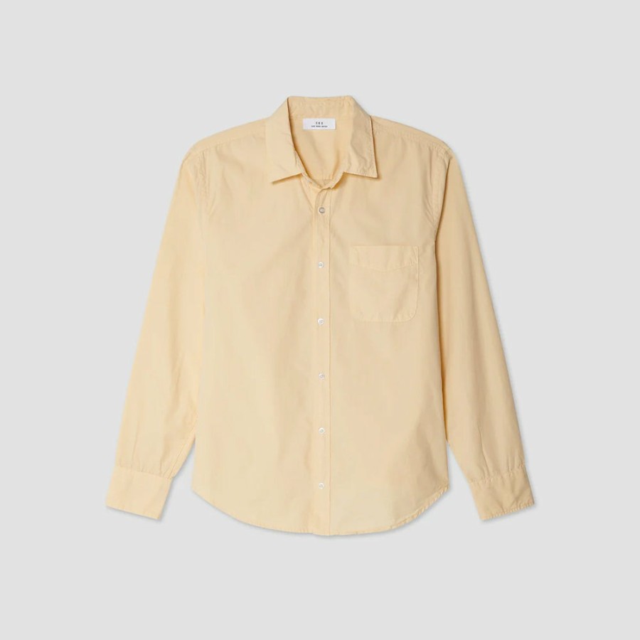 Mode Homme Save Khaki United Chemises | Save Khaki United - Chemise En Poplin - Jaune