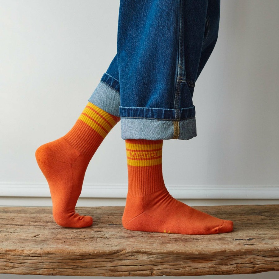 Mode Femme F01 Chaussettes | Merci - Chaussettes A Rayures - Orange