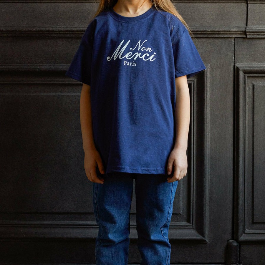 Enfant Merci T-Shirts | Merci - T-Shirt Enfant Non Merci "Rive Gauche" - Bleu Marine