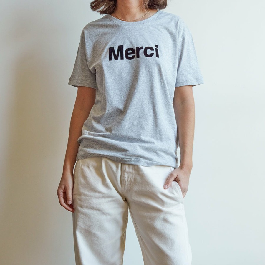 Mode Femme MERCI T-Shirts | Merci - T-Shirt Logo Merci - Gris