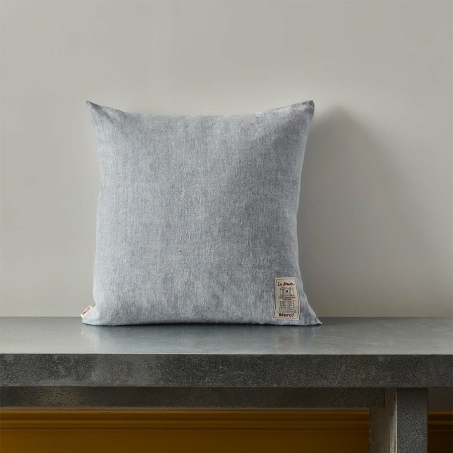 Deco & Lifestyle 200 LINTEX Coussins | Coussin Epais En Lin - Chambray Bleu