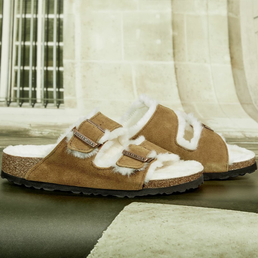 Mode Femme Birkenstock Sandales | Birkenstock - Sandales Arizona En Fourrure - Marron