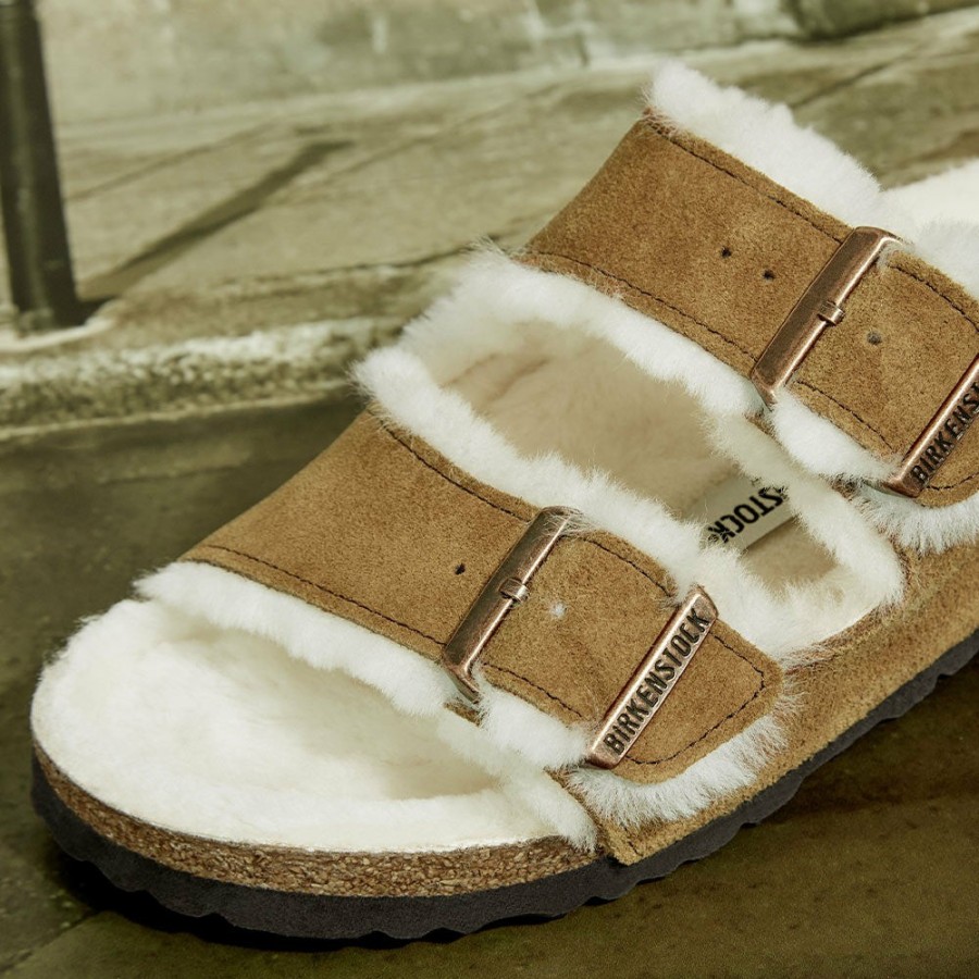 Mode Femme Birkenstock Sandales | Birkenstock - Sandales Arizona En Fourrure - Marron