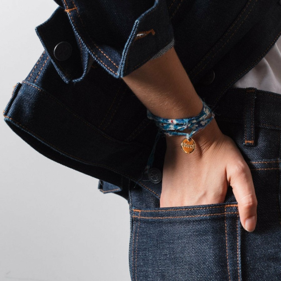 Mode Femme MERCI CAT BASTILLE Bracelets Merci | Merci - Medaille Liberty - Bleu